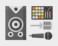 Acoustic musical speaker audio equipment musical technology and loudspeaker tool stereo vector illustration. Royalty Free Stock Photo