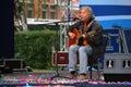 Acoustic solo concert of the singer, poet and composer Vyacheslav Malezhik open szenen the Central square of the city of Royalty Free Stock Photo