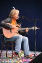 Acoustic solo concert of the singer, poet and composer Vyacheslav Malezhik open szenen the Central square of the city of Royalty Free Stock Photo