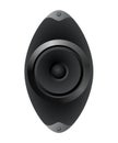 Acoustic speaker. Modern electronic equipment, volume music listening isolated. Metallic power bass system loudspeaker