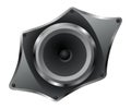 Acoustic speaker. Modern electronic equipment, volume music listening isolated. Metallic power bass system loudspeaker