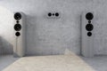 Acoustic speakers near concrete wall