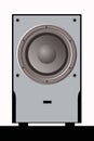 Acoustic system. Subwoofer. Home theater component. Royalty Free Stock Photo