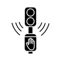 Acoustic traffic lights signals black glyph icon