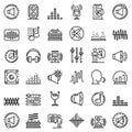 Acoustics icons set, outline style