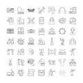 Acoustics linear icons, signs, symbols vector line illustration set Royalty Free Stock Photo