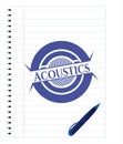 Acoustics pen effect. Blue ink. Vector Illustration. Detailed