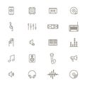 Acoustics and Sound Black Thin Line Icon Set. Vector