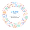 Acoustics and Sound Thin Line Banner Card Circle. Vector