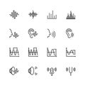 Acoustics and sound icons in thin line style