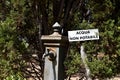 ,,Acqua non potabile`- An Italian fountain, and next to it is a sign that the water is not drinkable Royalty Free Stock Photo