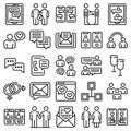 Acquaintance icons set, outline style