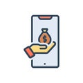 Color illustration icon for Acquired, earned and obtained