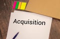 Acquiring highlighted in green, under the heading Acquisition Royalty Free Stock Photo