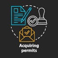 Acquiring permits chalk concept icon. Obtaining license idea. Getting approval. Legal documents and permissions. Formal