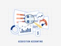 Acquisition accounting illustration. Report assets, liabilities and goodwill. Understand fair value allocation and its Royalty Free Stock Photo