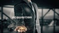 Acquisition with hologram businessman concept