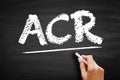 ACR - Adjusted Community Rating acronym, medical text concept on blackboard Royalty Free Stock Photo