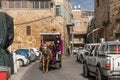 The tourist carriage on the narrow streets of old Akko, Israel