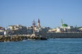 Port of Acre and Sinan Pasha Mosque sea view Royalty Free Stock Photo