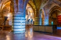 ACRE, ISRAEL, SEPTEMBER 12, 2018: Interior of the Knights hall in Akko, Israel Royalty Free Stock Photo