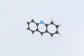 Acridine molecule, isolated molecular model. 3D rendering Royalty Free Stock Photo