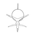 Acrobat dancing in the hoop. Aerial gymnast isolated in white background. Vector illustration Royalty Free Stock Photo