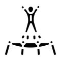 Acrobat jumping on trampoline glyph icon vector illustration Royalty Free Stock Photo
