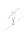 Acrobat Man walking in rope in balance