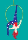 acrobat woman in circus. Vector illustration decorative design