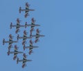 Acrobatic group of italian light attack aircraft training before the Republic Day parade in the sky of Rome, Italy