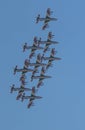 Acrobatic group of italian light attack aircraft training before the Republic Day parade in the sky of Rome, Italy