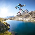 Acrobatic jump with mtb Royalty Free Stock Photo