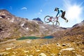 Acrobatic jump with mtb Royalty Free Stock Photo