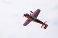 Acrobatic maneuvers. Radio controlled airplane flying in the sky