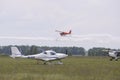 Acrobatic maneuvers. Radio controlled airplane flying in the sky Royalty Free Stock Photo