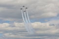 Acrobatic Stunt Planes of Aero L-159 ALCA on Air During Aviation Sport Event Dedicated to the 80th Anniversary of DOSAAF