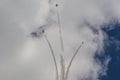 Acrobatic Stunt Planes RUS of Aero L-159 ALCA on Air During Aviation Sport Event Royalty Free Stock Photo