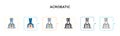 Acrobatic vector icon in 6 different modern styles. Black, two colored acrobatic icons designed in filled, outline, line and
