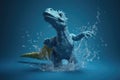 An acrobatic water dinosaur spinning through the waters its speed capturing the attention of those nearby.. AI