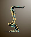 Acrobatics gymnast abstract silhouette icon logo circus show gymnastics dance isolated on lighted gradient background.