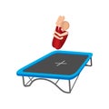 Acrobatics on the trampoline cartoon icon