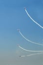 Acrobatric team airplanes evolutions during airshow