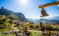 Acrocorinth, Bell at Upper Corinth fortress, the acropolis of ancient Corinth - Peloponnes Greece Royalty Free Stock Photo
