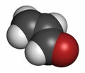Acrolein propenal molecule. Toxic molecule that is formed when fat or oil is heated and is present in e.g. french fries. 3D.