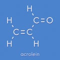 Acrolein propenal molecule. Toxic molecule that is formed when fat or oil is heated and is present in e.g. french fries..