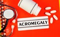 Acromegaly-a text label on a medical folder. Royalty Free Stock Photo