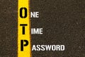 Acronym OTP - One Time Password. Royalty Free Stock Photo