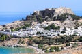 Acropolis in the ancient town Lindos Royalty Free Stock Photo