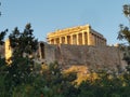 Acropolis Athens from far under construction Royalty Free Stock Photo